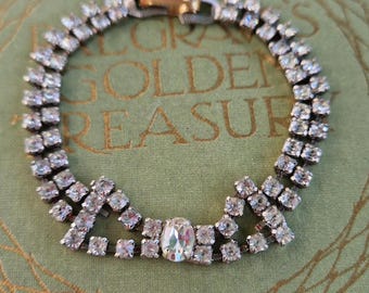 Vintage  Diamante Bracelet Rhinestone  Bracelet Bridal Wedding Vintage Bridal Christmas Holiday Sparkle Glamour