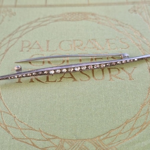 Edwardian Silver Marcasite Bar Brooch | Slim Antique 1910s Pin