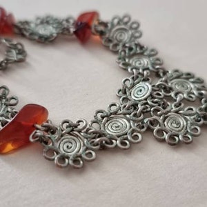 Vintage Silver Filigree and Carnelian Necklace | Bohemian Ethnic Jewellery