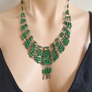 Amazing Rare Collectible Antique Art Deco Egyptian Revival Mummy Faience Beads Choker Necklace – 1920s