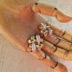 Vintage 1980s Chunky Gold & Silver Tone Clip-On Earrings | Geometric Statement Design | The Gooseberry Tree