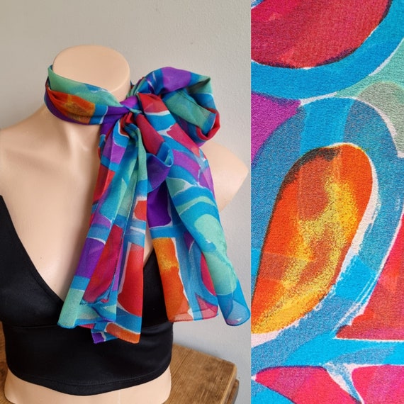 Vintage 80s 90s Picasso Scarf, Long Picasso Scarf… - image 1