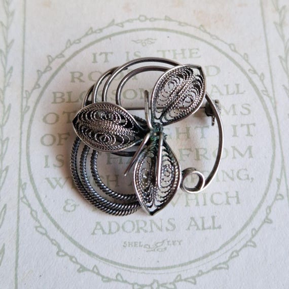 Broche Ancienne Filigrane Vintage - Occasion En Bon état - Sans Marque
