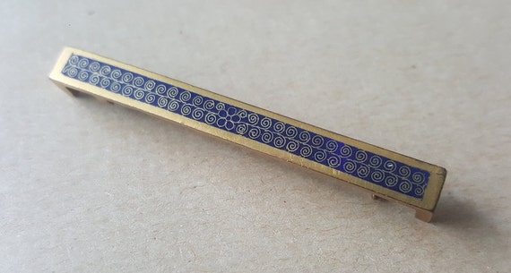 Antique Blue Gold Enamel Brooch Pin - image 3
