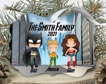 Family Hero Ornament, Character Christmas Ornament, Personalized Ornaments for Families