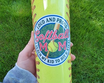 Softball Mom Skinny Tumbler, Softball Mom