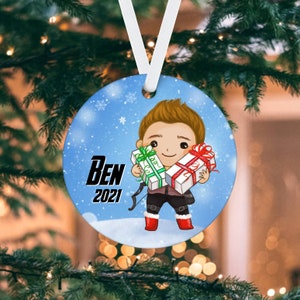 Kid&#39;s Hero Ornament, Hawkeye Character Christmas Ornament, Personalized Ornaments for Kids