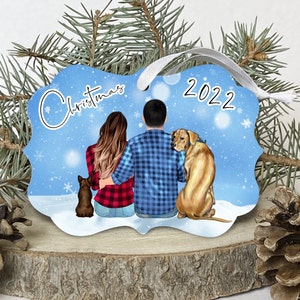 Couples with Pets, Dog Mom and Dog Dad, Couples Christmas Ornament, Personalized Couples Gift, Cat Mom & Cat Dad, Couples gift, Pet Lovers