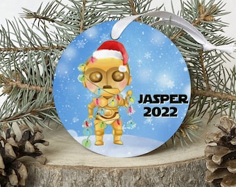 Kid's Space Wars Ornament, C3P0 ornament, Christmas Ornament, Personalized Ornaments for Kids