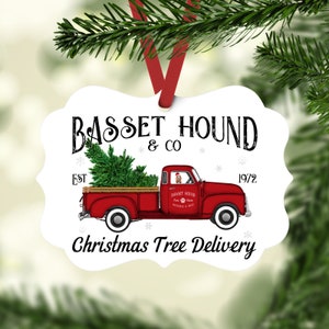 Basset Hound Delivery Christmas Ornament, Christmas Tree Ornament, Gifts for Pets, Gifts for Dog Lovers