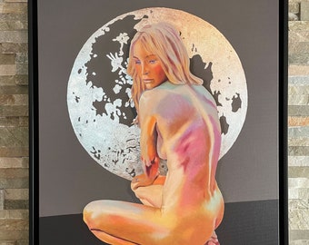 Sexy Pinup Art, Naked Woman Painting Canvas Print, Sexy Wall Art, Bedroom Art, Sensual Photo Wall Decor, Sexy Art Print, Sexy Canvas