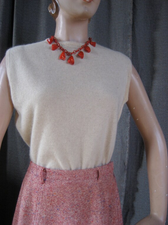 Vintage 60's red tweed maxi skirt - image 3