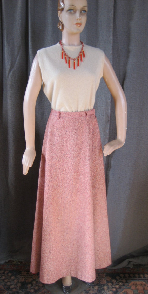 Vintage 60's red tweed maxi skirt - image 1