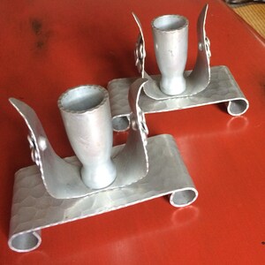 Forged Aluminum pair of candle holders