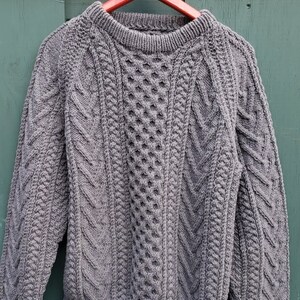 Vintage Gray Hand Knit Aran Fisherman Sweater image 2