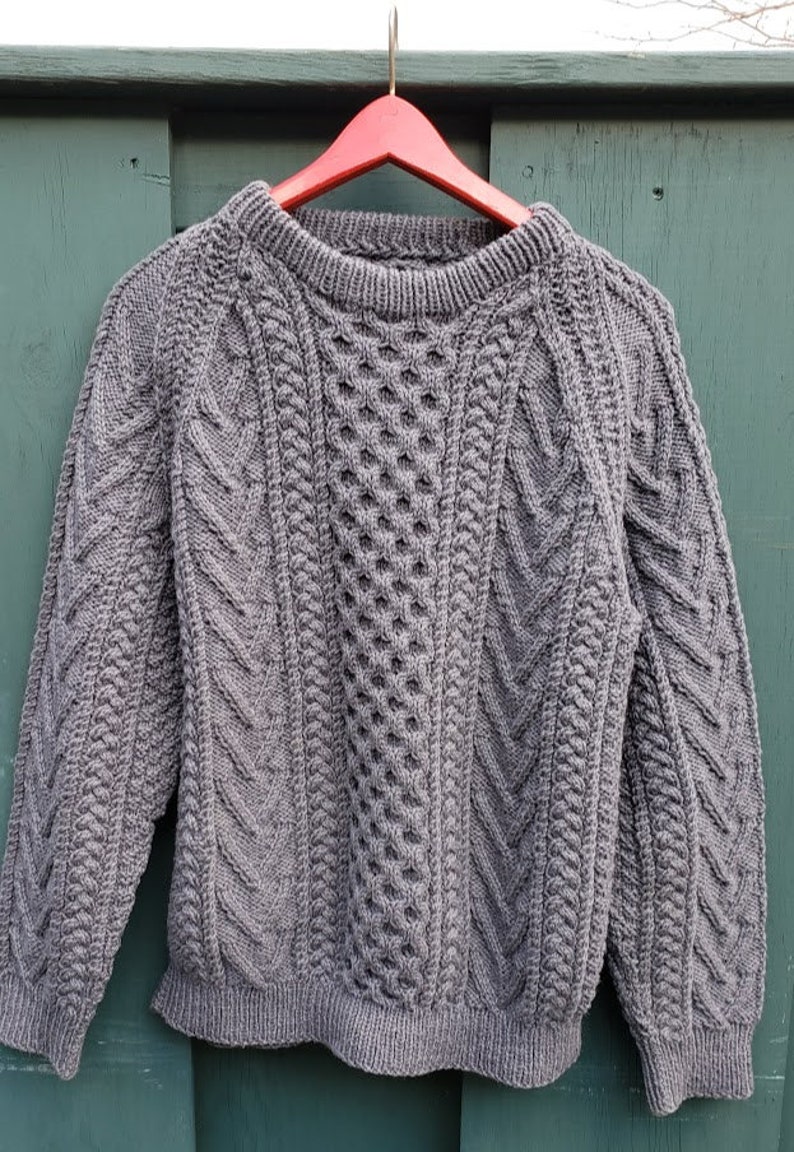 Vintage Gray Hand Knit Aran Fisherman Sweater image 2