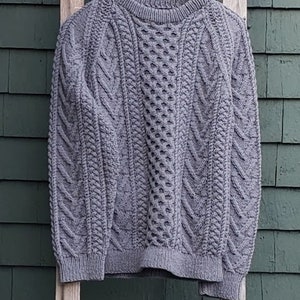 Vintage Gray Hand Knit Aran Fisherman Sweater image 1