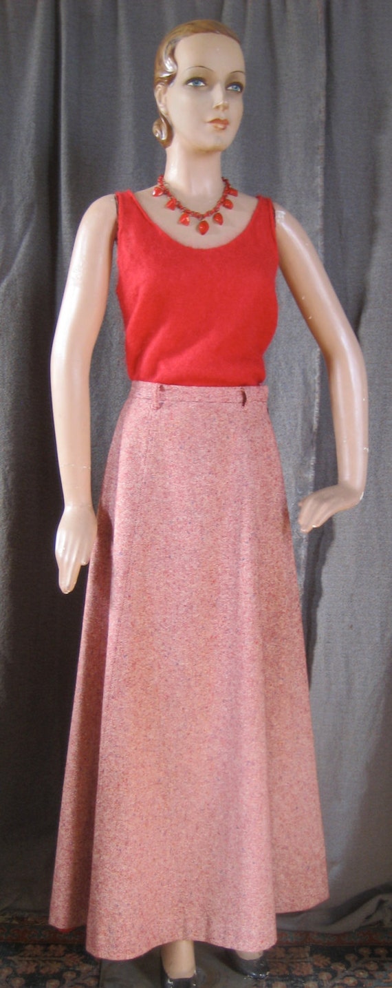 Vintage 60's red tweed maxi skirt - image 2