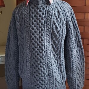 Vintage Gray Hand Knit Aran Fisherman Sweater image 4