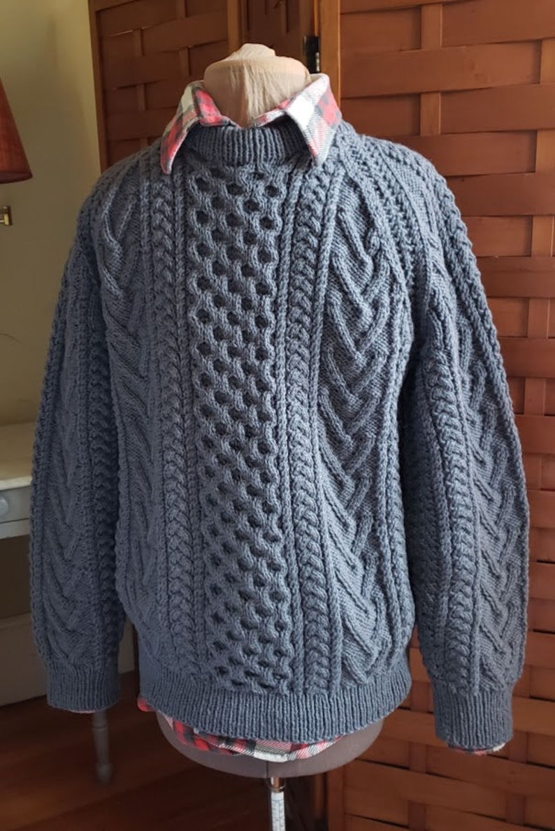 Vintage Gray Hand Knit Aran Fisherman Sweater image 4