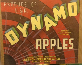 vintage apple crate label, DYNAMO