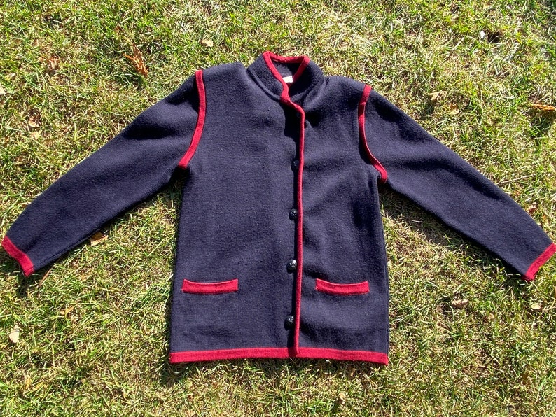 Vintage Aquascutum of London, Wool Knit Structured Cardigan. Fine Knit Sweater Blazer. Wool Knit Jacket. image 1