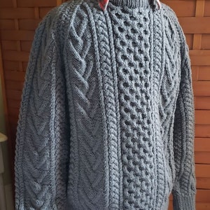 Vintage Gray Hand Knit Aran Fisherman Sweater image 6