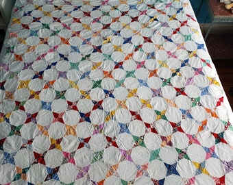 Handmade Floral Feed Sack Quilt Top For Sale Hand Pieced Hand Appliqu\u00e9