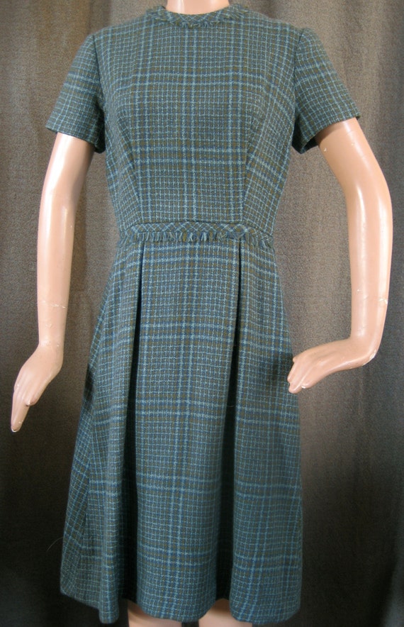 Vintage 1960's woven wool plaid dress from Peck an