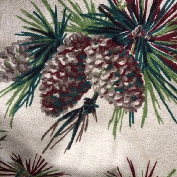 bark cloth yardage pinecone design