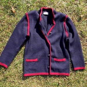 Vintage Aquascutum of London, Wool Knit Structured Cardigan. Fine Knit Sweater Blazer. Wool Knit Jacket. image 2