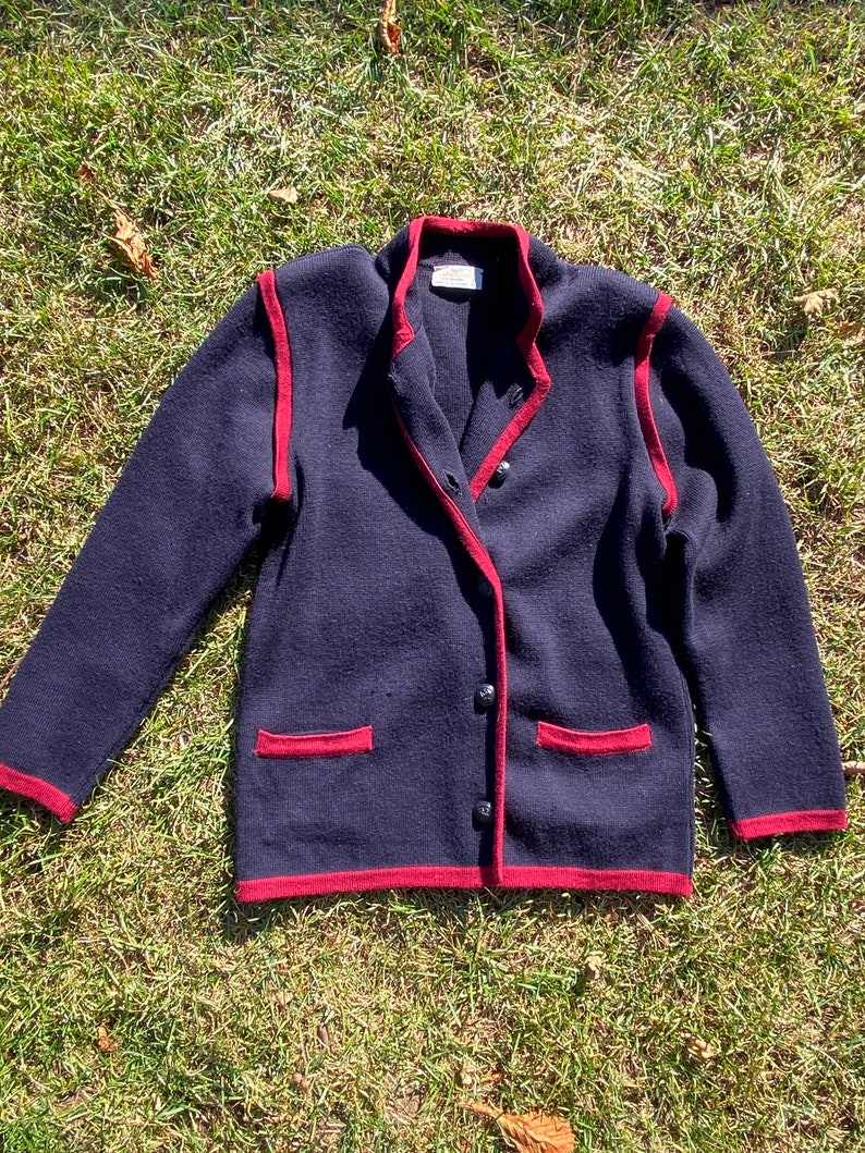 Vintage Aquascutum of London, Wool Knit Structured Cardigan. Fine Knit Sweater Blazer. Wool Knit Jacket. image 2