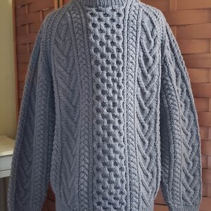 Vintage Gray Hand Knit Aran Fisherman Sweater image 3