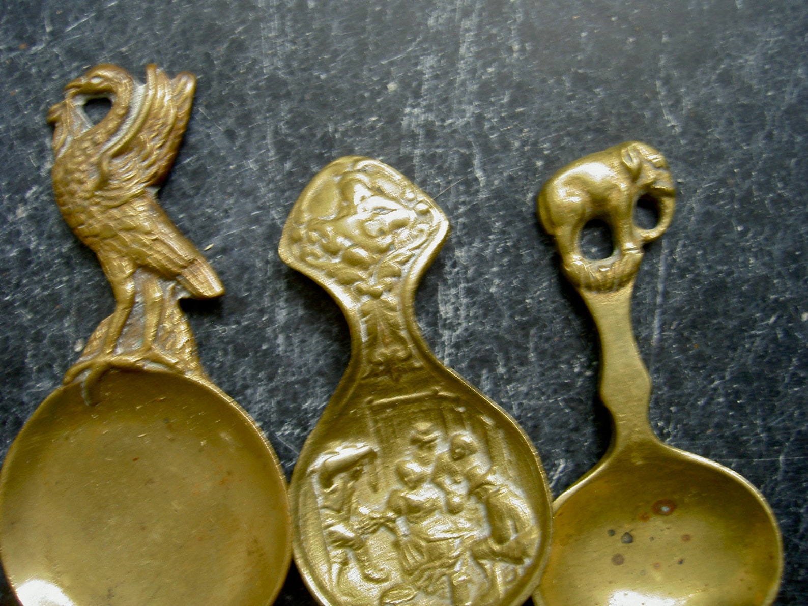 Brass Tea Caddy Spoon Collection of Six Etsy
