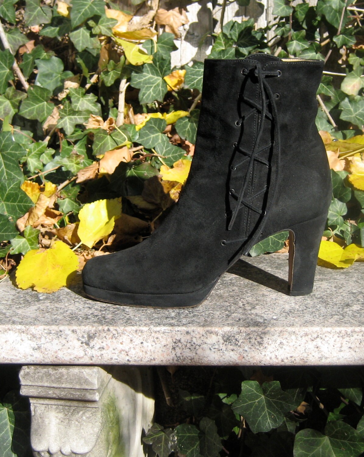 Black Suede Ankle Boots Size 40 With 
