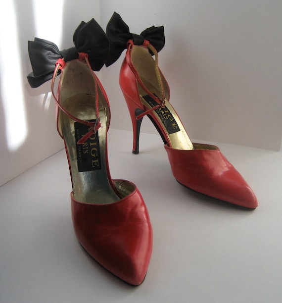 Red Stiletto Shoes Adige Paris Size 8-8 1/2