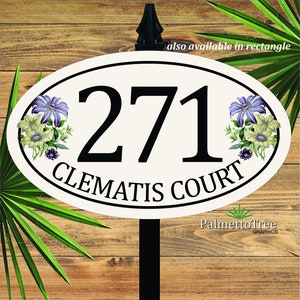 Address Sign Purple Clematis Themed With Stake - Etsy