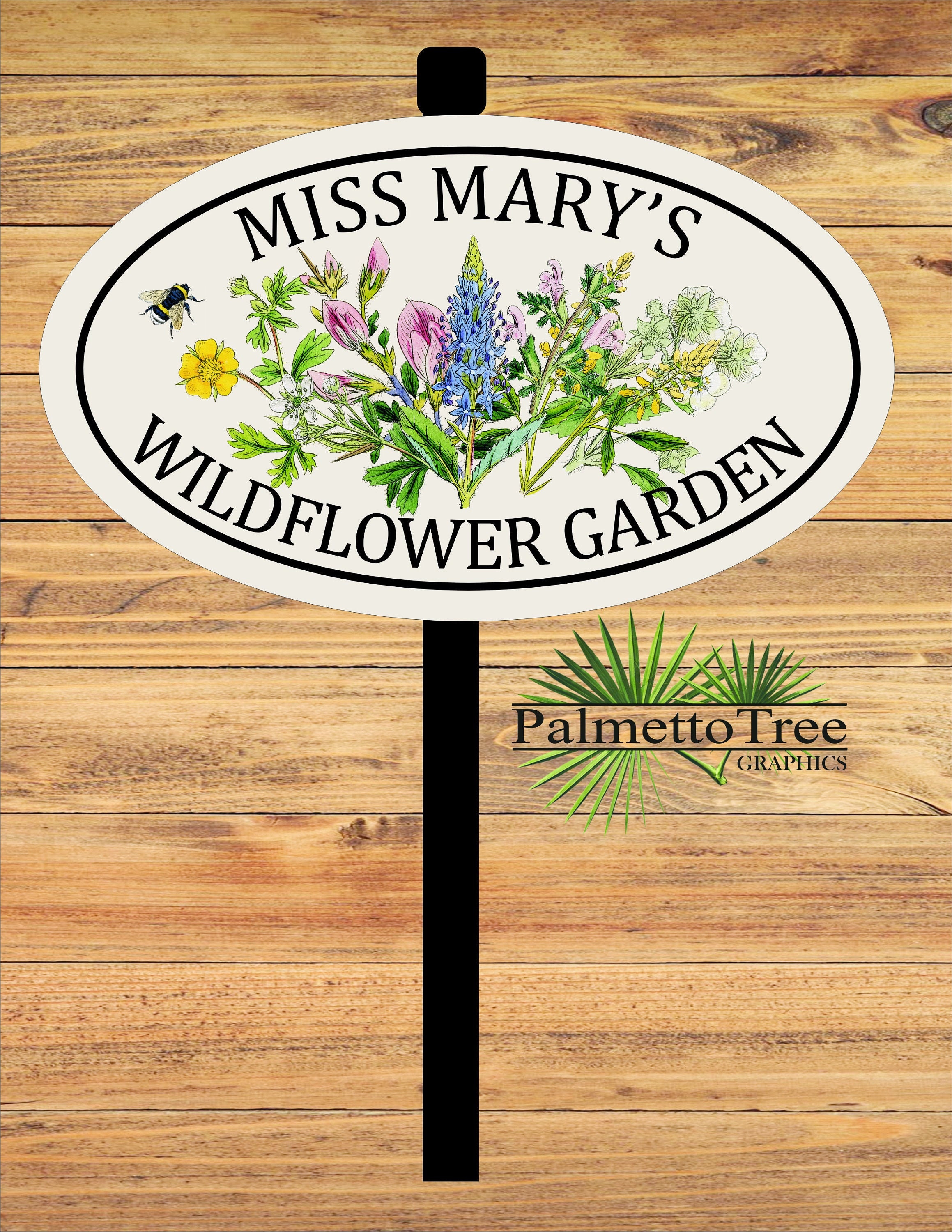 Personalized Wildflower Themed Garden Sign With Stake Etsy UK
