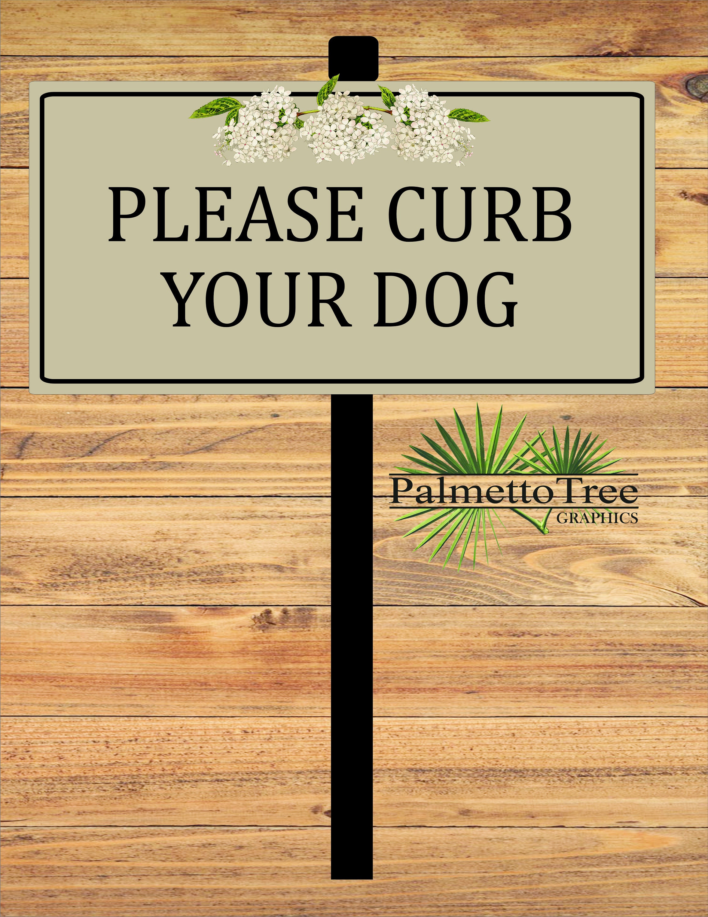 Please Curb Your Dog Sign Tan or Black Sign with Stake | Etsy