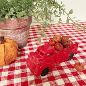 Adorable Vintage Red Toy Farm Truck - Filled with Tiny Pumpkins - Vintage Fall Decor