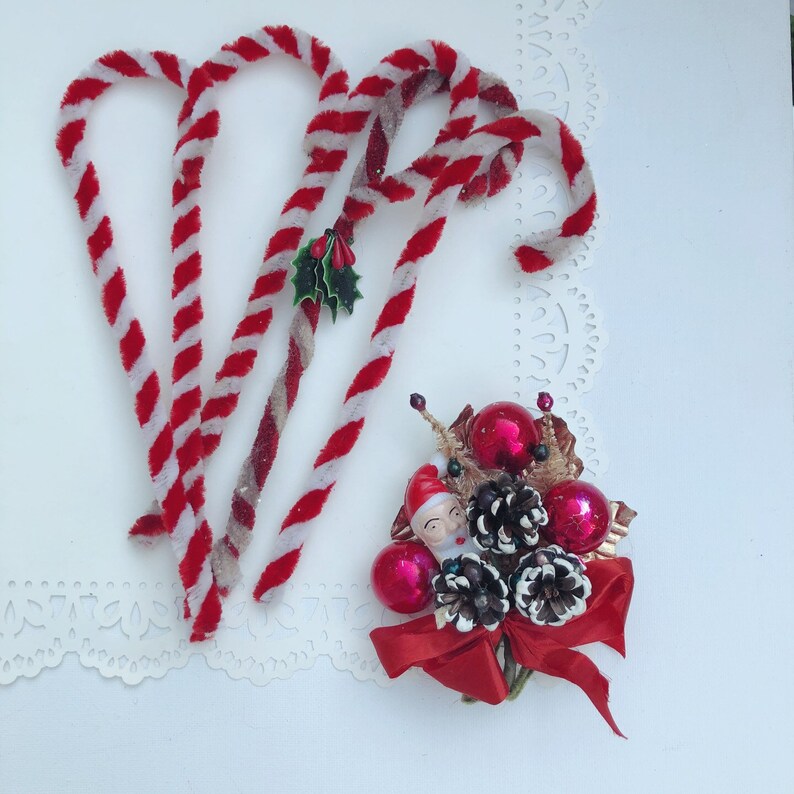 Large Vintage Chenille Stem Candy Canes Classic 50s Etsy