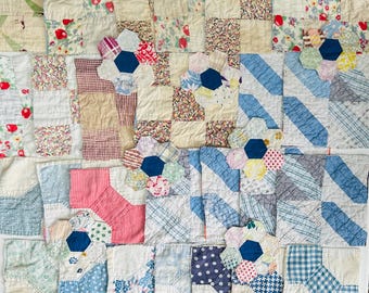 Large Bundle of Vintage Cutter Quilt Blocks for Crafting and Creating! Feedsacks & Cotton Prints - the B*E*S*T Old Fabrics on These Beauties