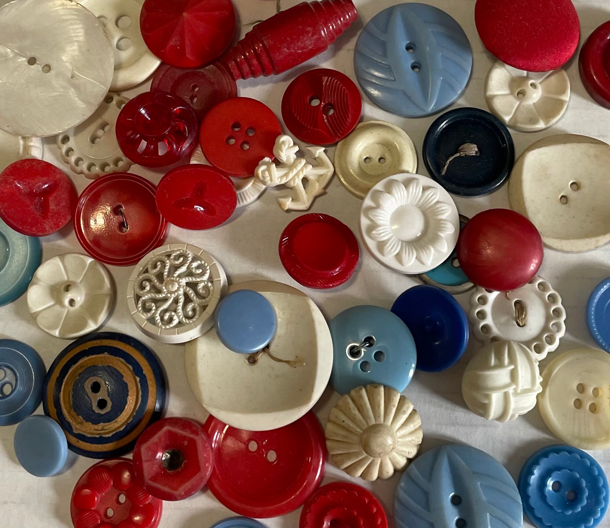 Vintage Red, White & Blue Buttons (Pack of 12)
