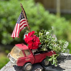 The Cutest Vintage 70s RED TONKA Pick Up Truck - The B*E*S*T Garden Vessel - Classic Farmhouse Garden Decor - It&#39;s A Cute One!