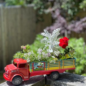 Lazy Day Farms - Large Vintage 1940s Tin Toy Farm Truck - The Perfect Garden Vessel - Cozy CottageCore Vintage Farmhouse Garden Decor