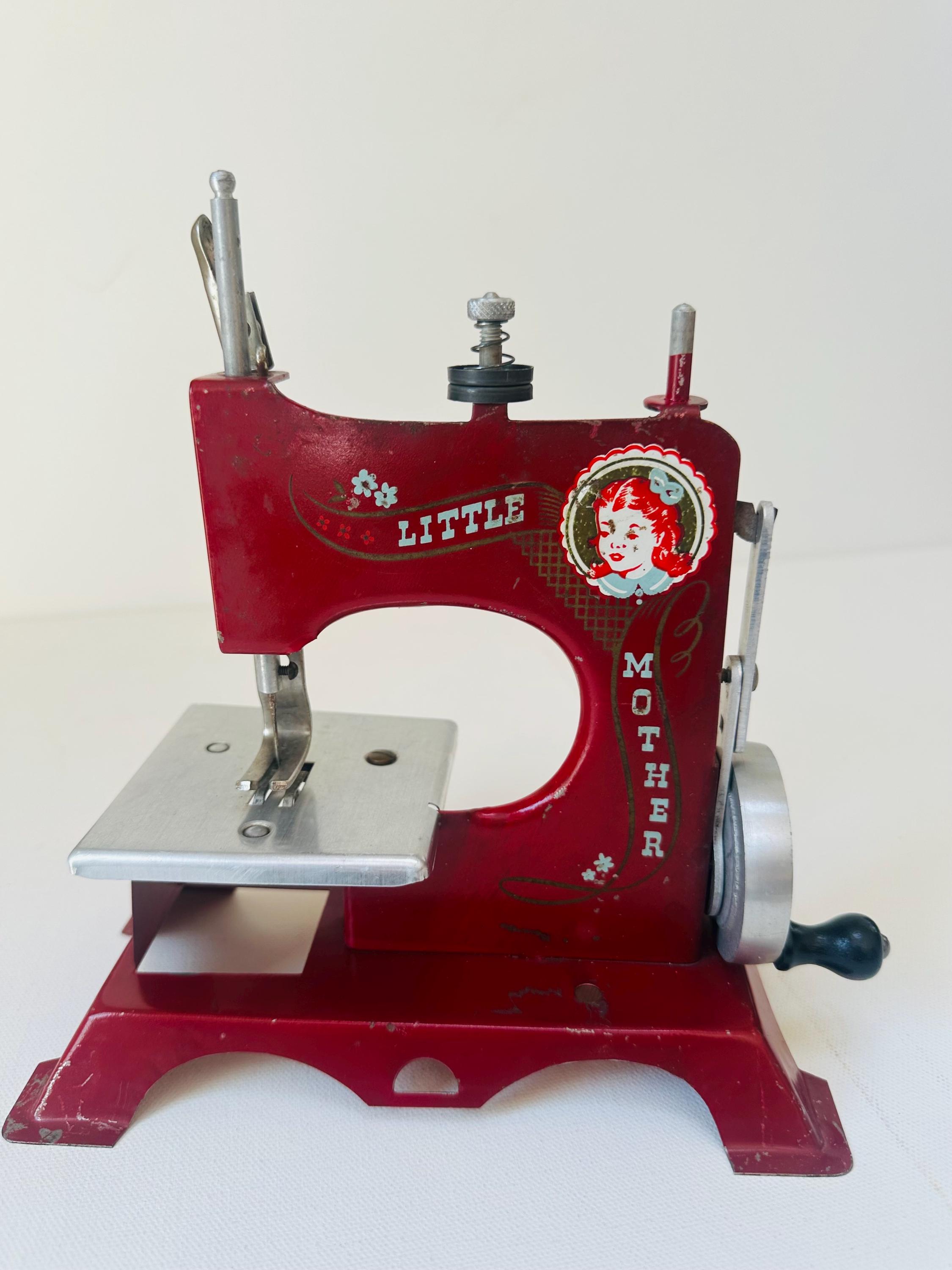 Antique Toy LITTLE MOTHER Red Sewing Machine - Vintage Sewing