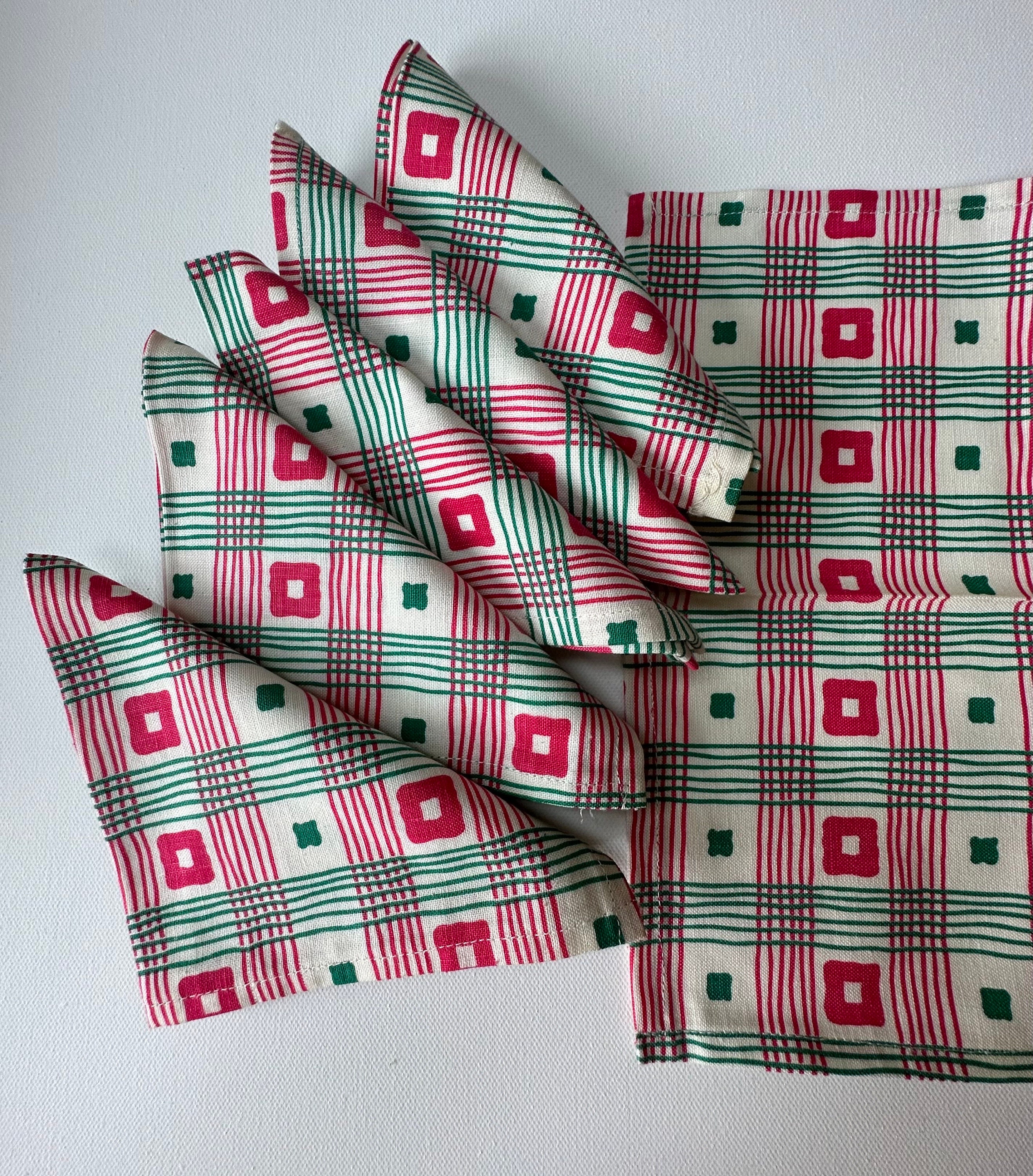 Now Designs Raspberry Berry Red Gingham Checked Tea Towels Set New Rare!