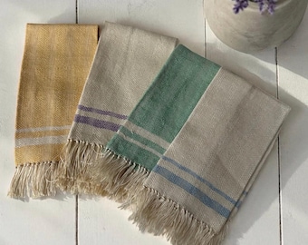 Set of 4 Vintage 1920s Antique Woven Linen Cocktail Napkins - Soft Colors