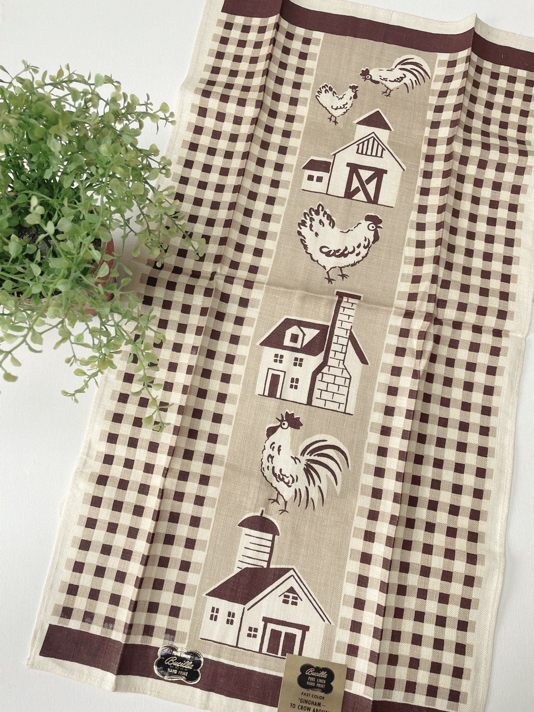 French Style Linen Tea Towels - Gingham Red - AllORA