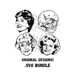Pacote svg Golden Girls, Pacote svg de retrato, Arquivo de corte Cricut, Arquivo de corte de silhueta, Betty White svg, Golden Girls svg, Pacote svg